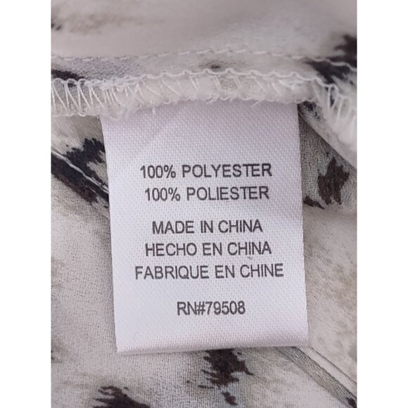 Violet + Claire Womens Large Animal Print Blouse Cream Brown Hidden Button Top - Picture 5 of 8